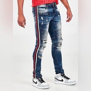 SUPPLY & DEMAND Side Stripe distressed skinny jeans size men’s 32/30